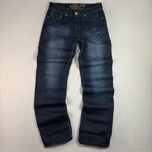 Y2K Helix Loose Straight Jeans Men 32x34 Blue Dark Wash Faded Baggy Whiskered